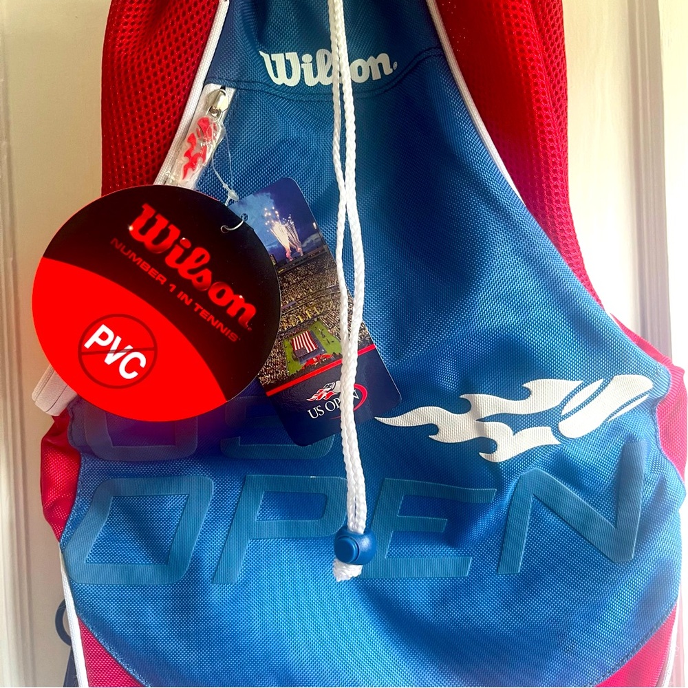 Wilson US Open Tennis Racquet Sling Bag Backpack Red White Blue 2009